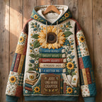 Sunflower Book Lover hoodie, all-over print
