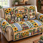 Sunflower Cats Library Sofa Cover