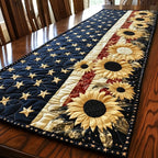 Sunflower on American Flag Table Runner