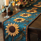 Sunflowers on Teal Swirls Table Runner