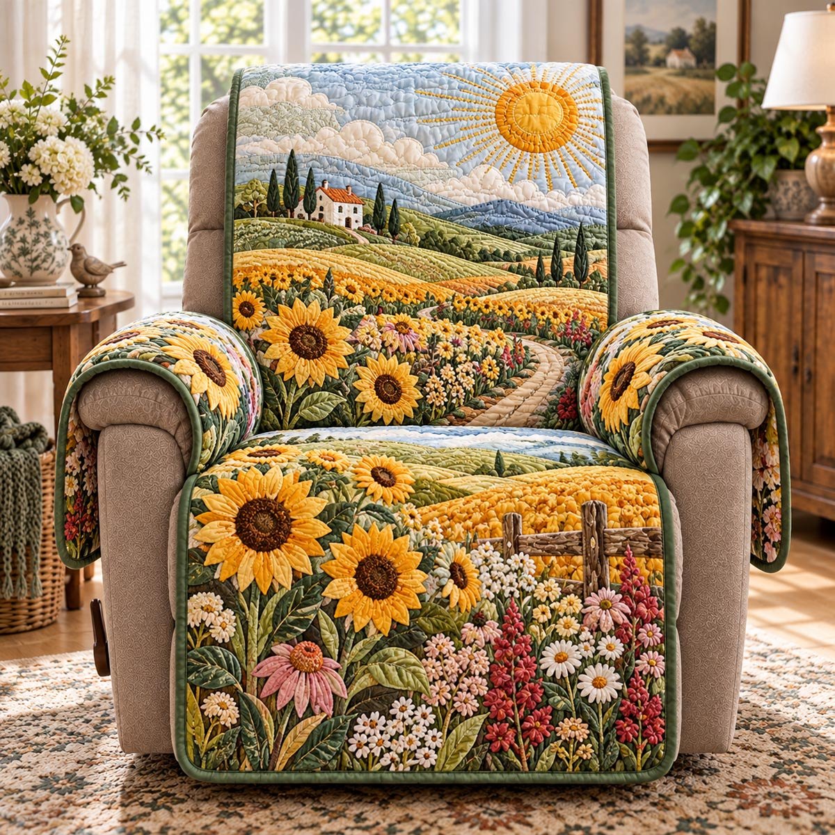 Sunflower Countryside View Sofa Cover