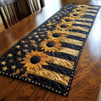 Sunflowers on Flag Stripes Table Runner