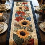 Sunflower Panels on Cream Blocks Table Runner