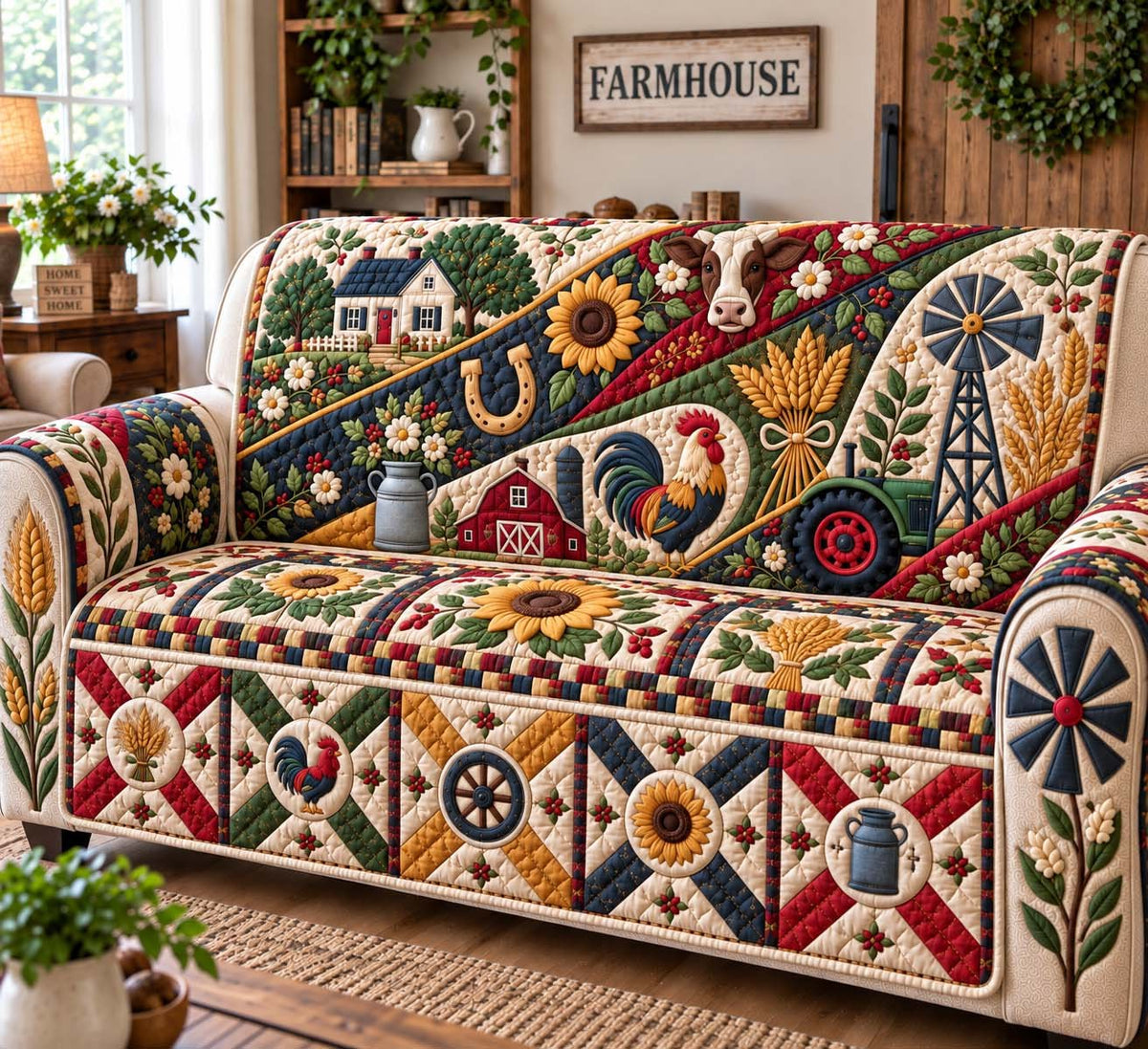Sunflower Farmhouse Sofa Cover