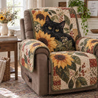 Sunflower Garden Black Cat Sofa Cover