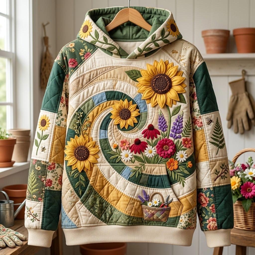 Sunflower Garden hoodie, all-over print