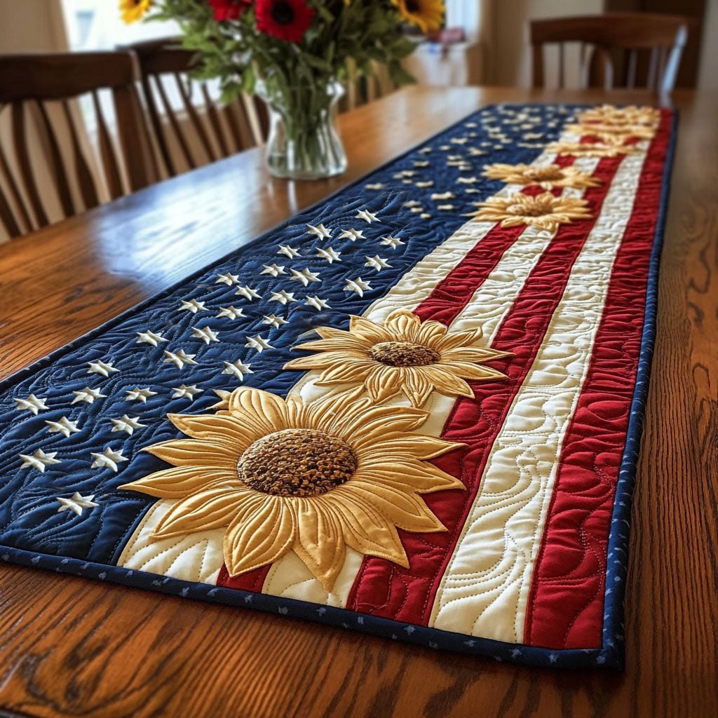 Sunflower Glory Stripes Table Runner