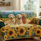 Sunflower Golden Retriever Sofa Cover
