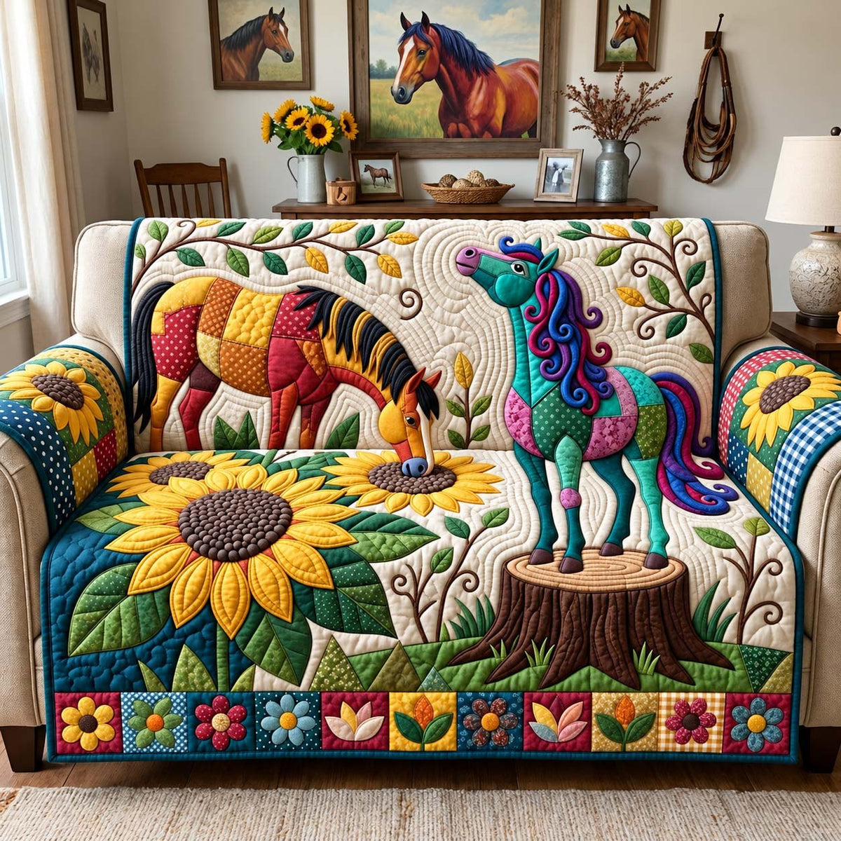 Sunflower Horse Garden Sofa Cover