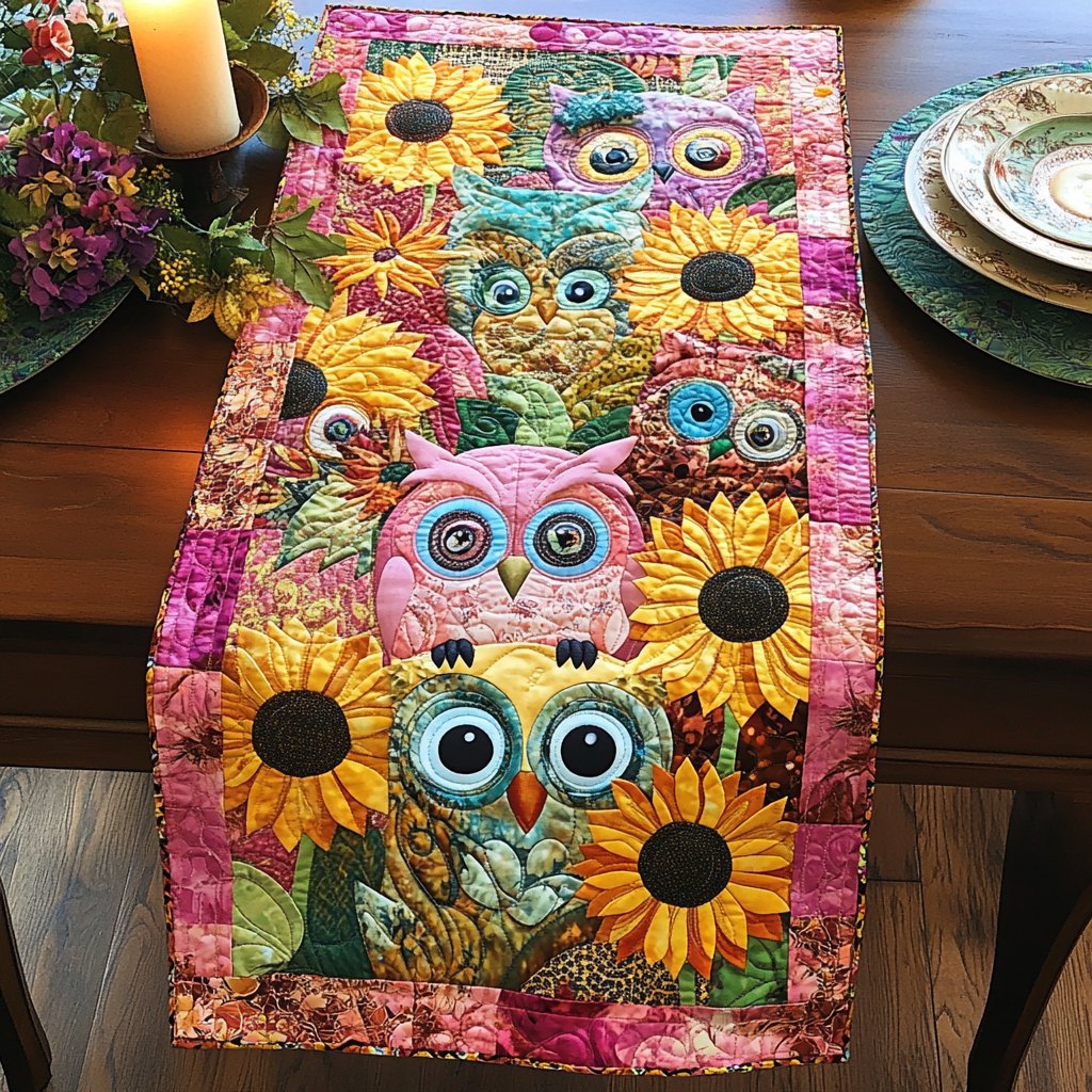 Sunflower Owl Table Runner