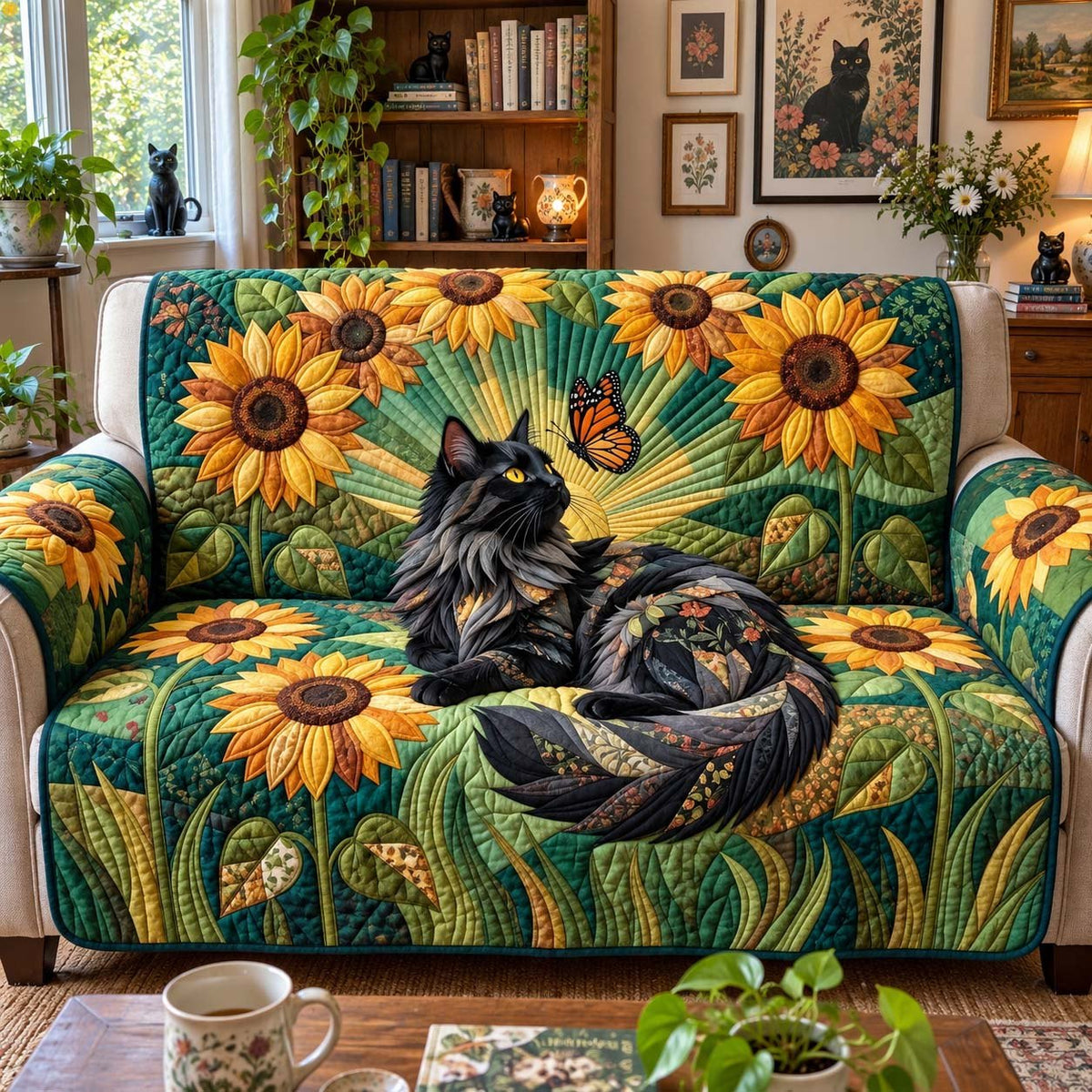Sunflower Shadow Cat Sofa Cover