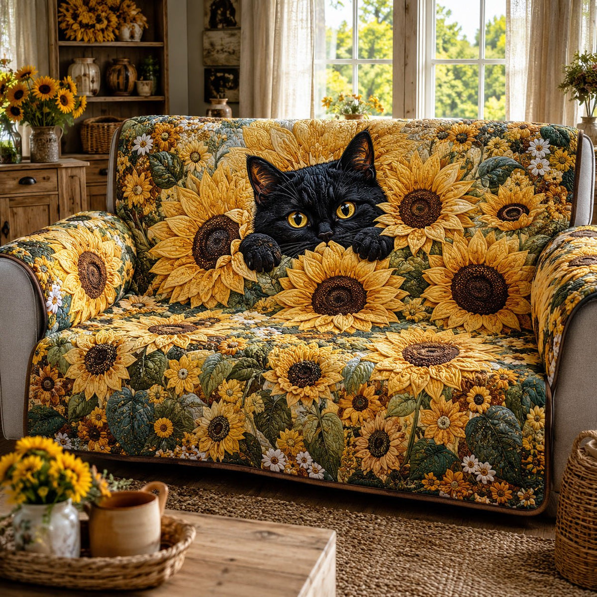 Sunflower Shadow Sofa Cover