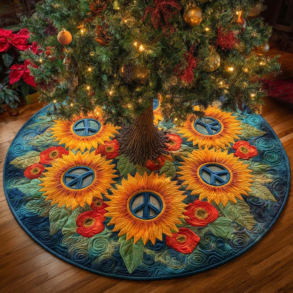 Sunflower Spirit Christmas Tree Skirt