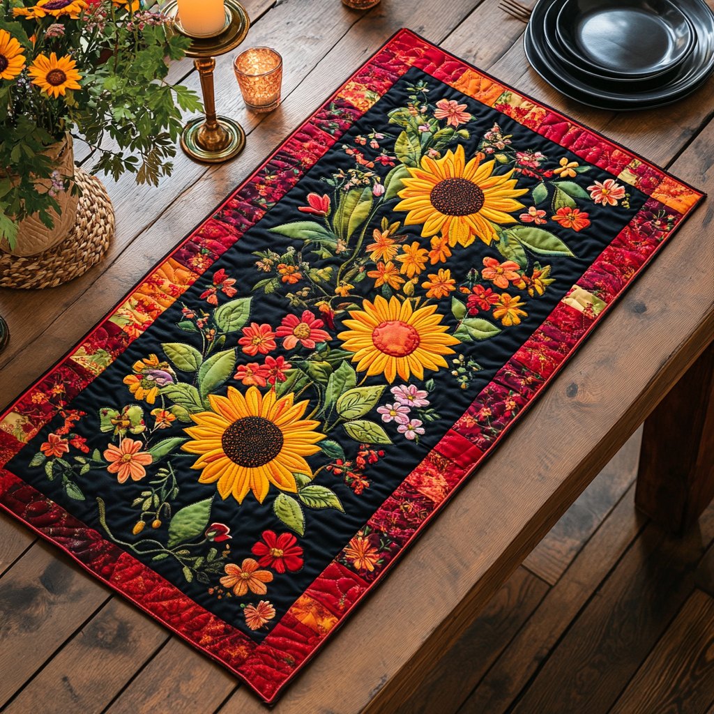 Sunflower Poetry Table Runner