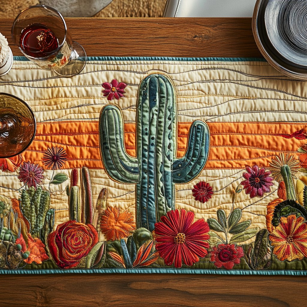 Sunlit Cactus Table Runner