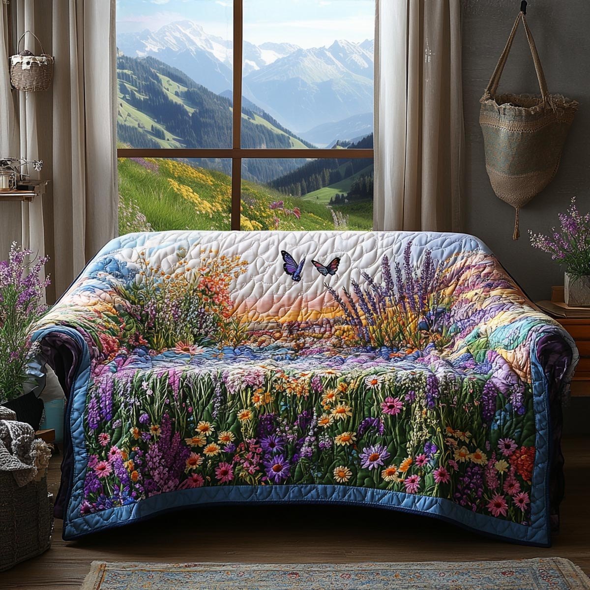 Wildflower Meadow with a Butterfly Sofa Cover