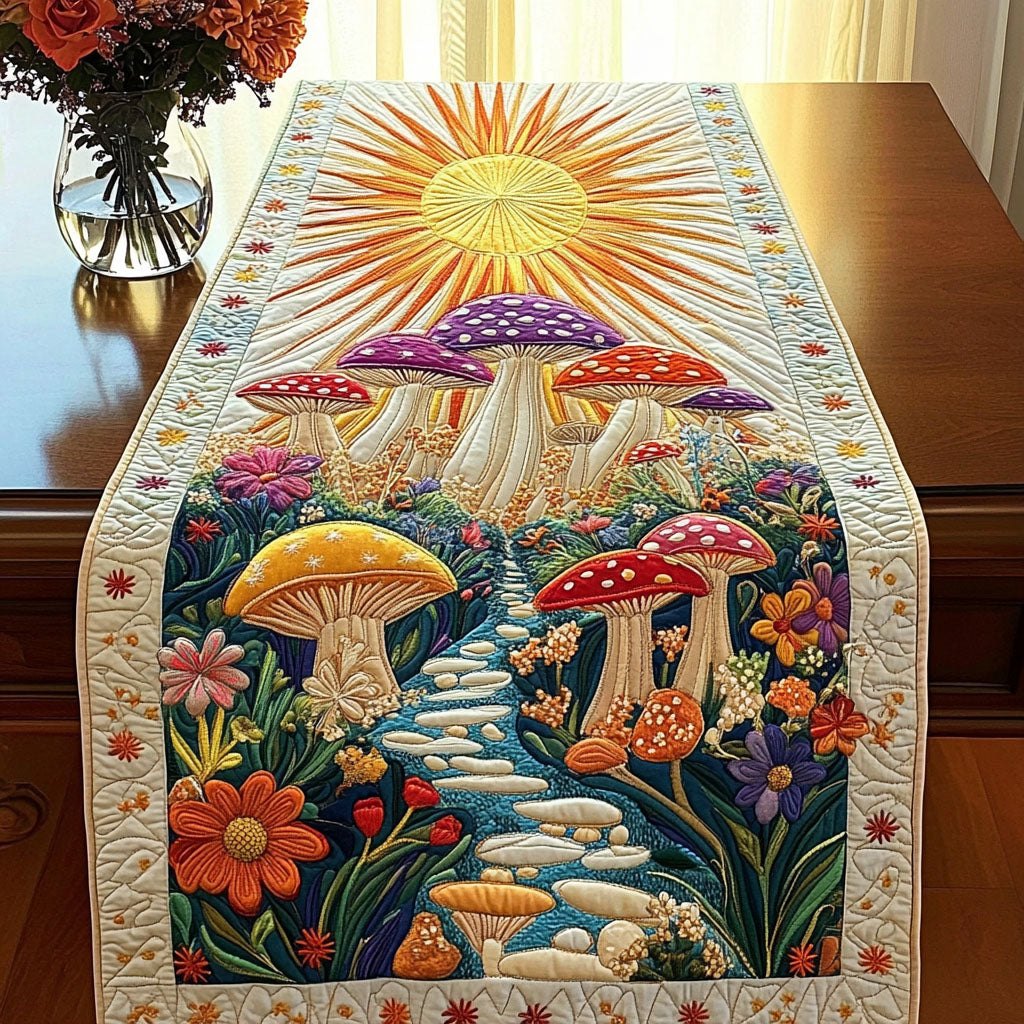 Sunlit Mushrooms Table Runner