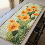 Yellow Flowers on Green Panel Table Runner
