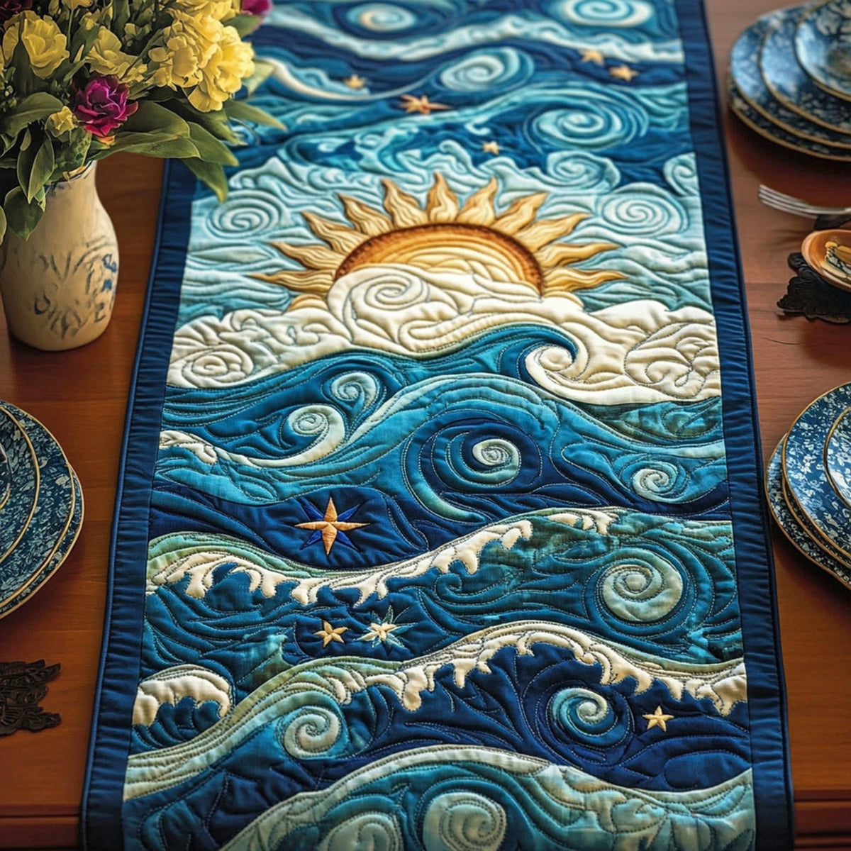 Sunlit Waves Table Runner