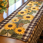 Sunflowers on Gingham Plaid Table Runner