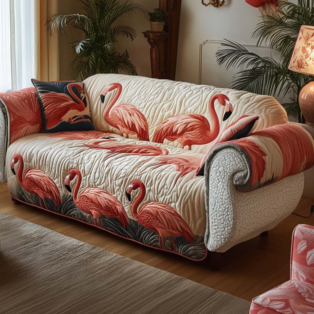 Sunny Flamingos Sofa Cover