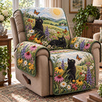 Sunny Wildflower Black Cat Sofa Cover