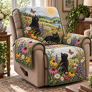 Sunny Wildflower Black Cat Sofa Cover - Made to Order