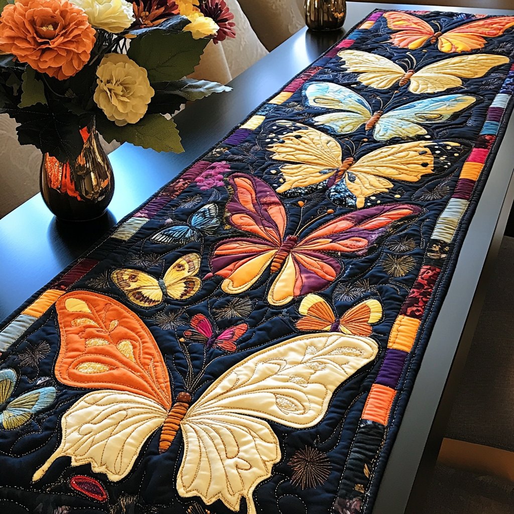 Sunset Butterfly Garden Table Runner