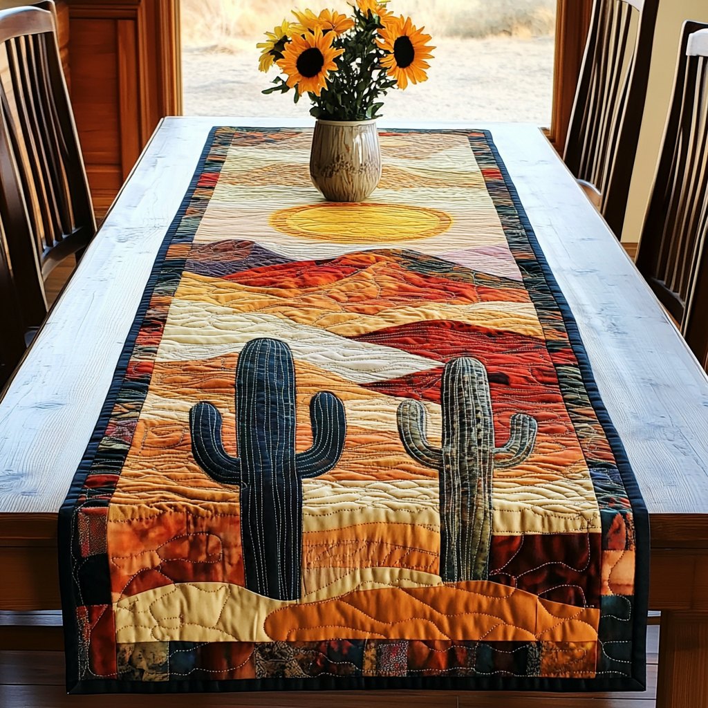 Cactus Silhouettes at Sunset Table Runner