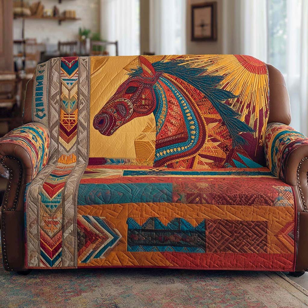Sunset Painted Horse Sofa Cover