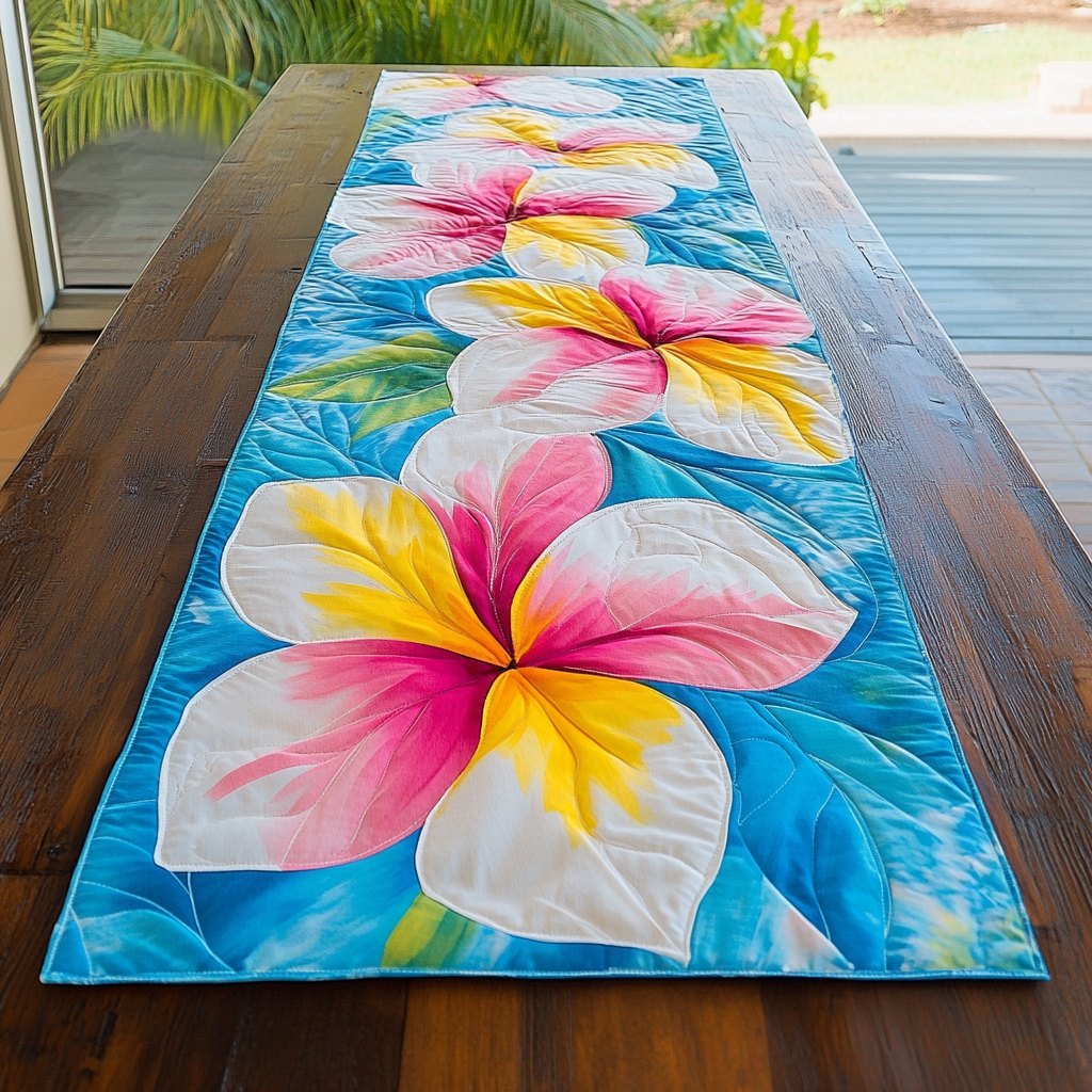 Sunset Plumeria Table Runner