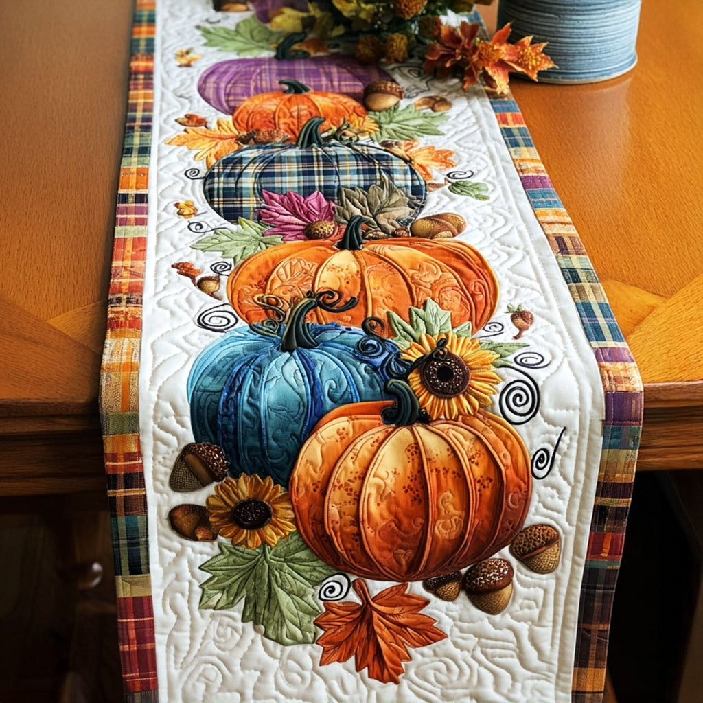 Sunset Pumpkin Rows Table Runner