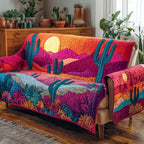 Cactus at Sunset on Pink Desert Sofa Cover
