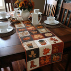 Autumn Blocks with Fallen Leaves Table Runner