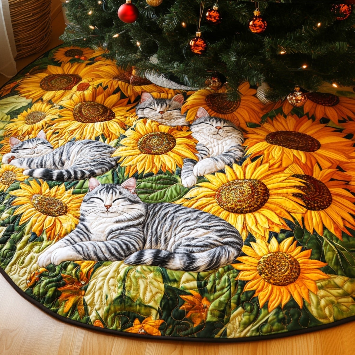 Sunshine and Whiskers Christmas Tree Skirt