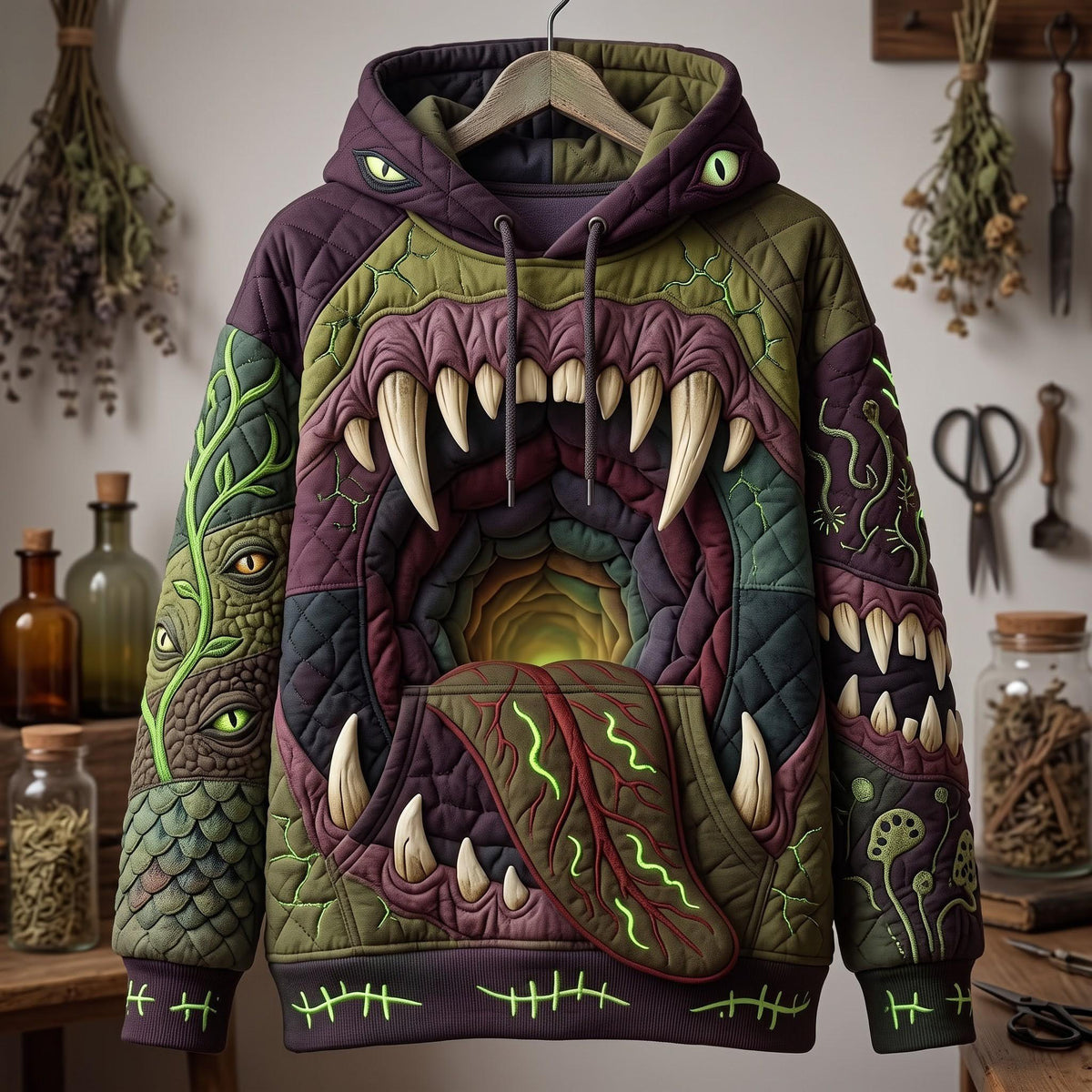 Swamp Monster hoodie, all-over print