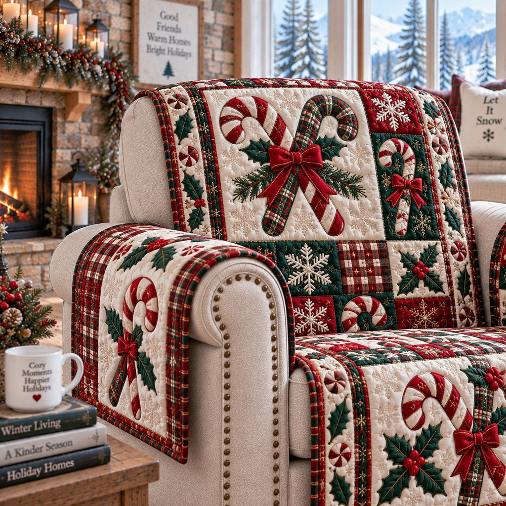 Sweet Crimson Canes Sofa Cover