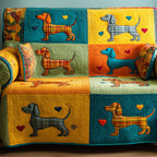 Dachshunds on Bright Color Squares Sofa Cover