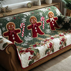 Gingerbread Men with Candy Canes Sofa Cover