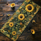 Sunflowers on Green Leaf Ground Table Runner