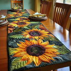 Sunflowers on Deep Green Panel Table Runner
