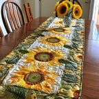 Sunflowers on Cream Stripes Table Runner