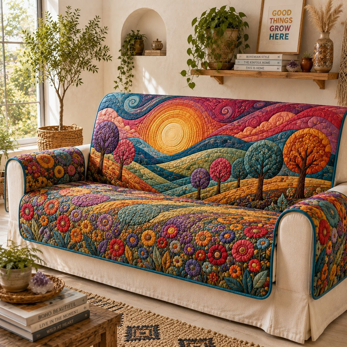 Swirling Horizon Beam Sofa Cover