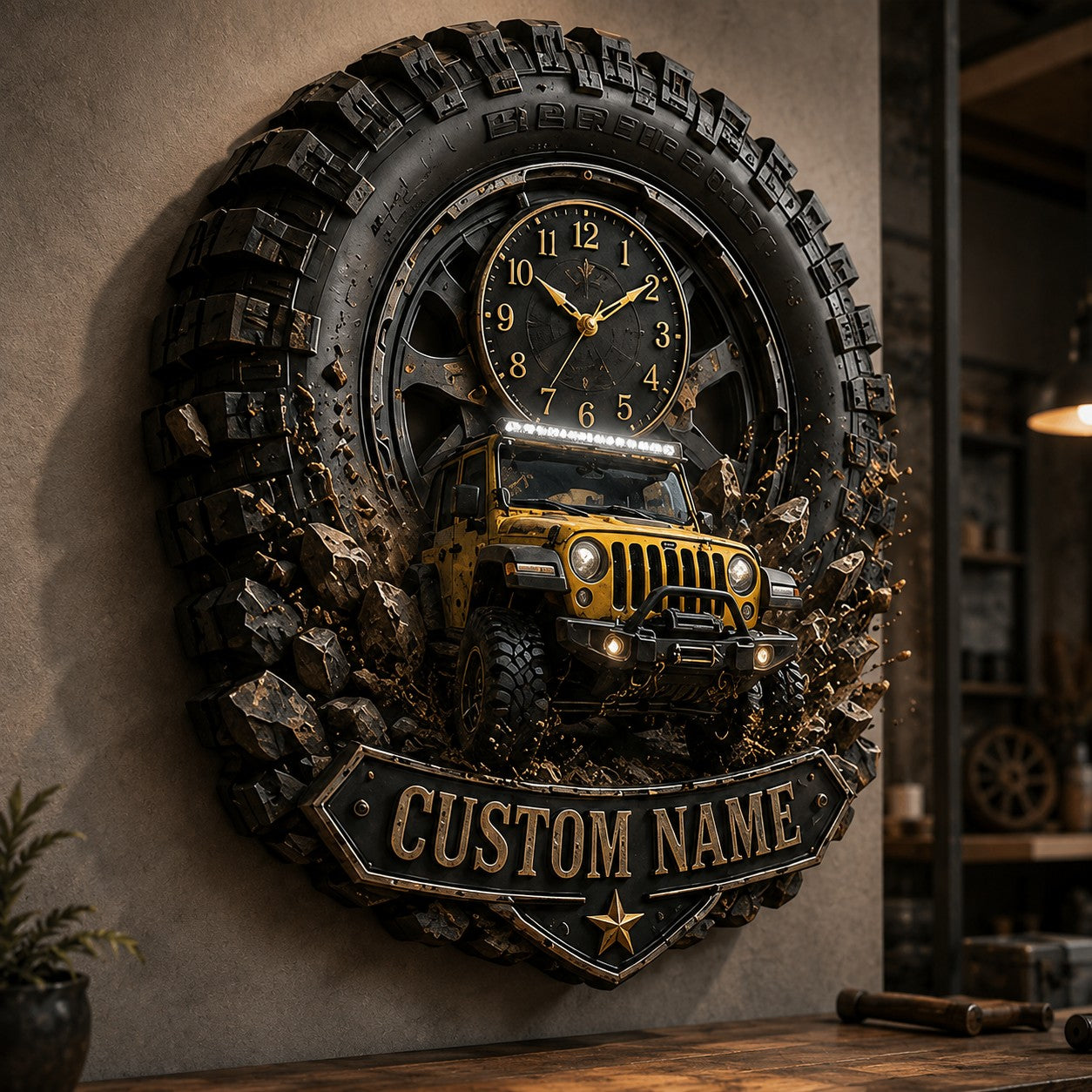 Automotive Enthusiasts Custom Name Wall Clock — personalized with a custom name