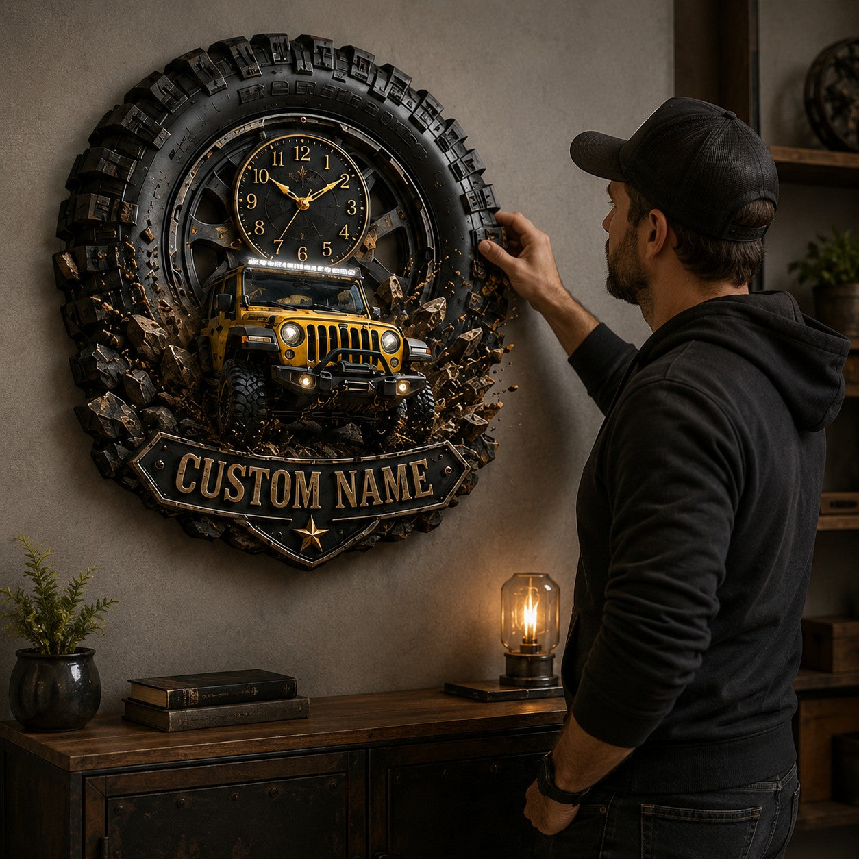 Automotive Enthusiasts Custom Name Wall Clock — personalized with a custom name