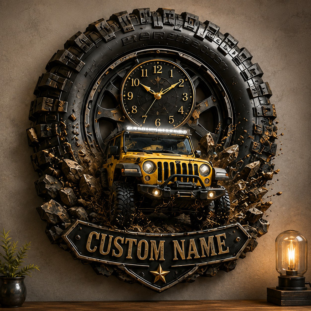 Automotive Enthusiasts Custom Name Wall Clock — personalized with a custom name