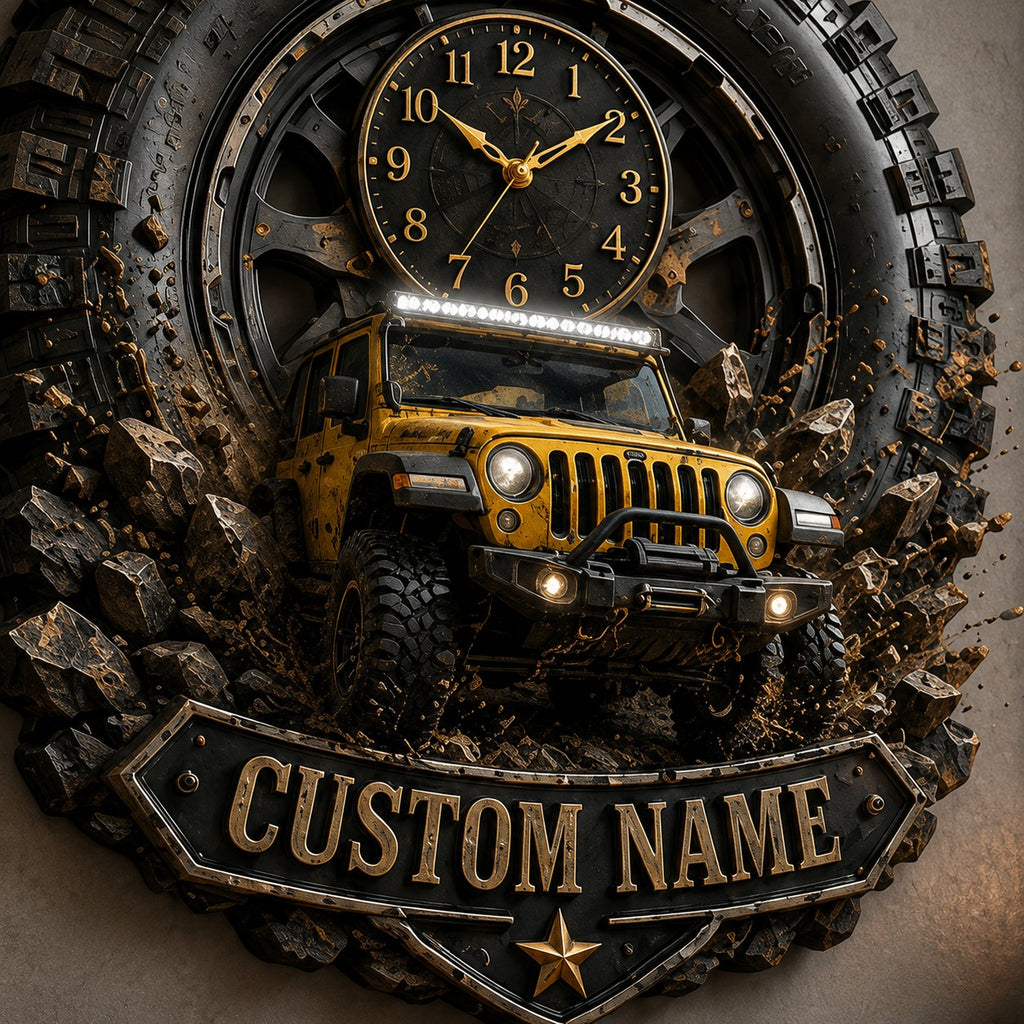 Automotive Enthusiasts Custom Name Wall Clock — personalized with a custom name