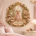 Princess garden Custom Name Wall Clock — personalized with a custom name