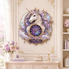 Personalized lavender unicorn wall clock — personalized with a custom name