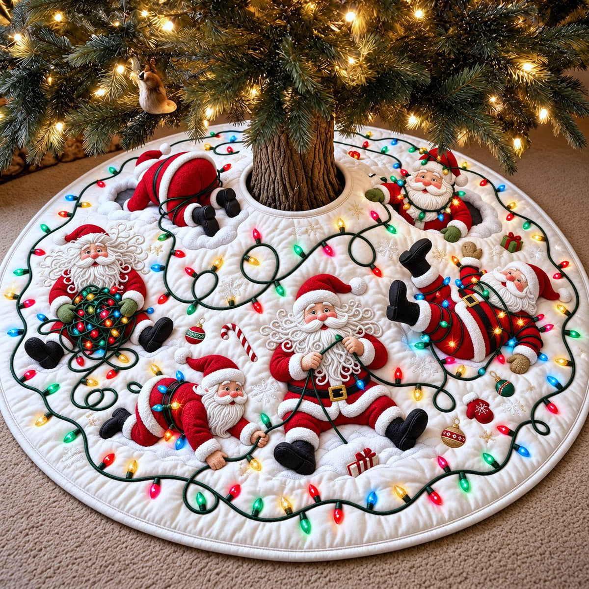 Tangled Santa Christmas Tree Skirt
